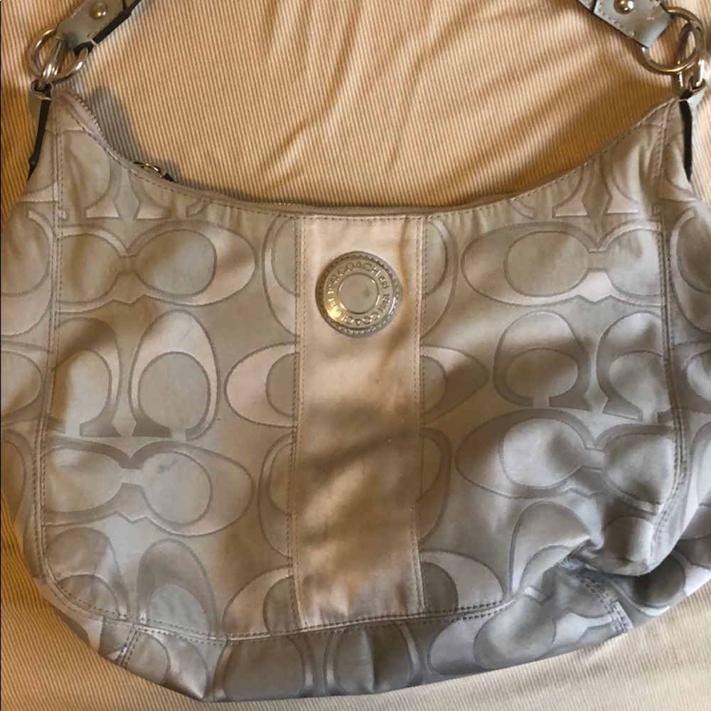 Large silver coach bag